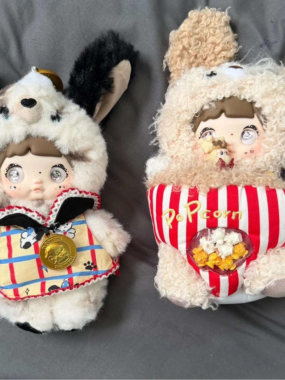 Plush Kids Character Bag Duo in Cream & Black - Cute Animal Design